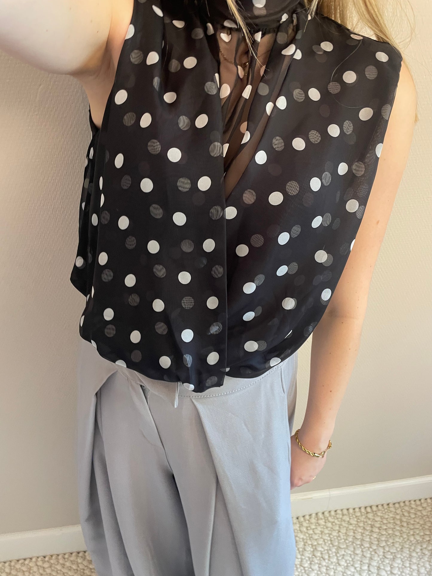 Eva polkadot top black
