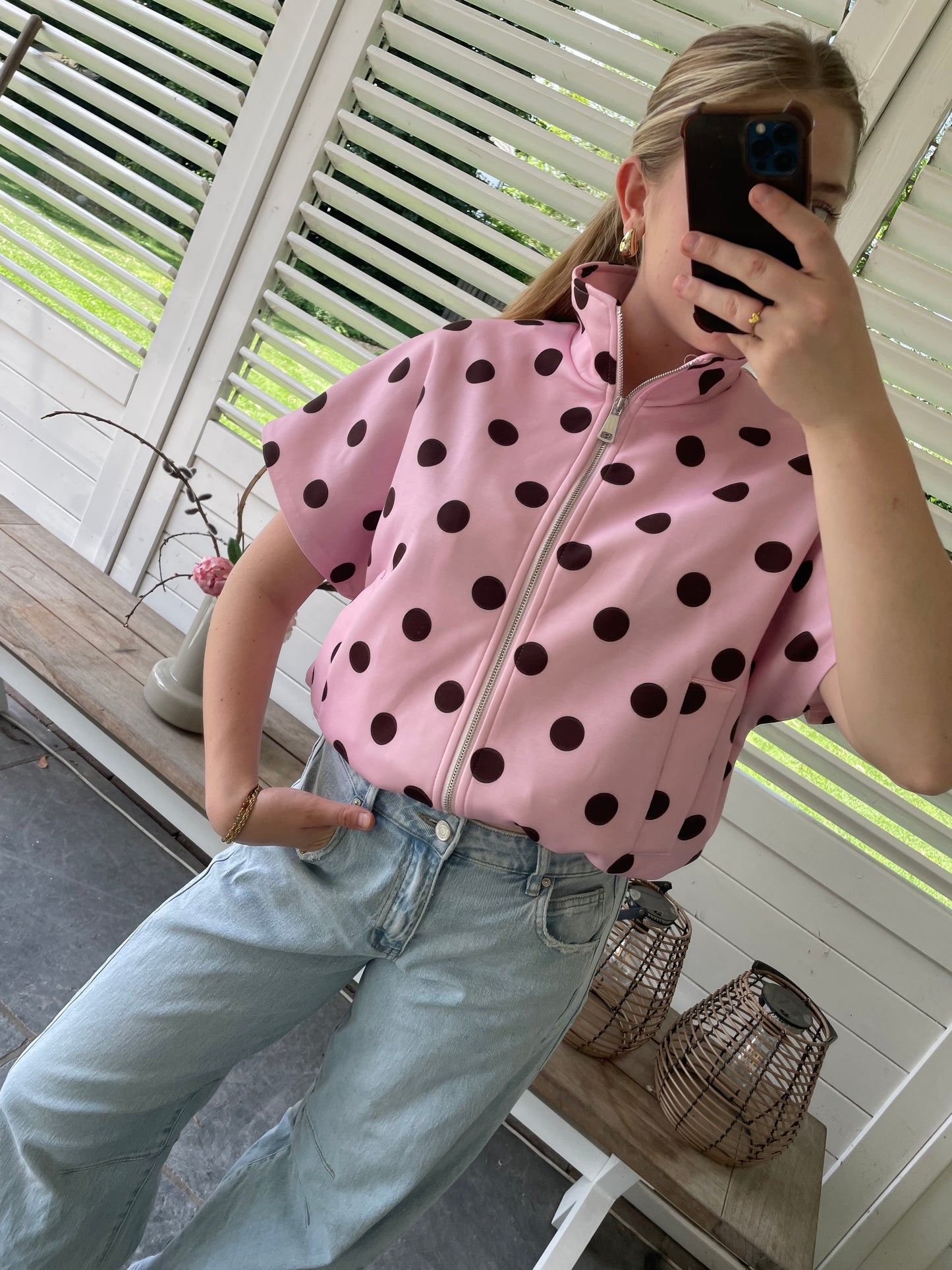 Mara polkadot jacket pink