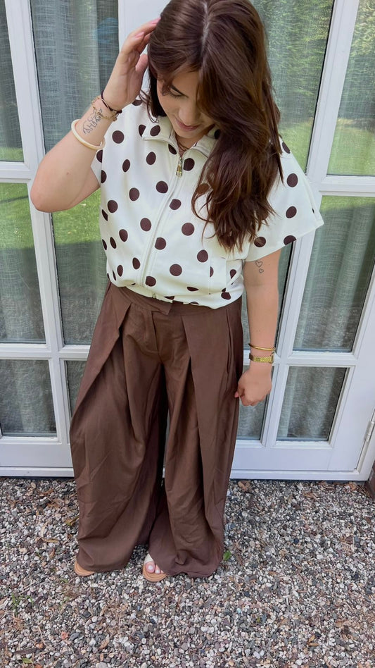 Zipper polkadot jacket beige