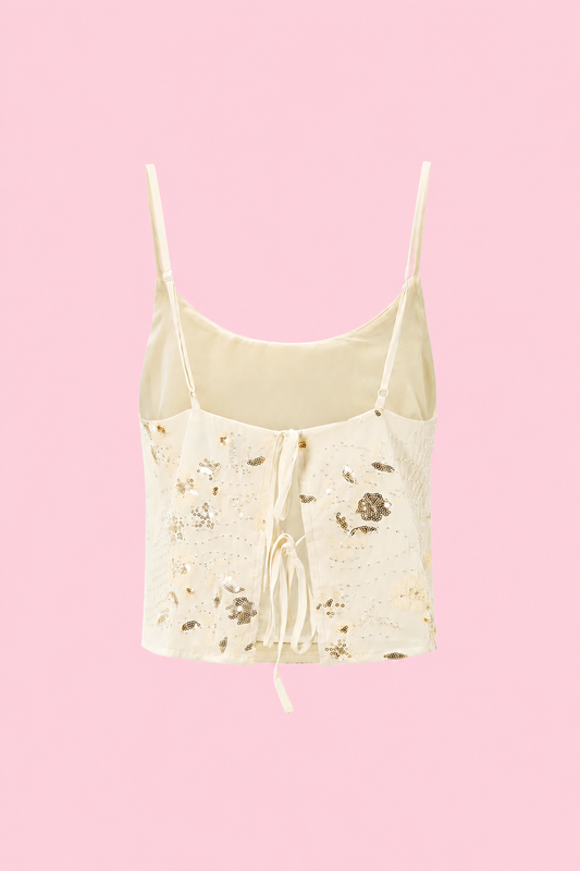 Liva glitter top beige
