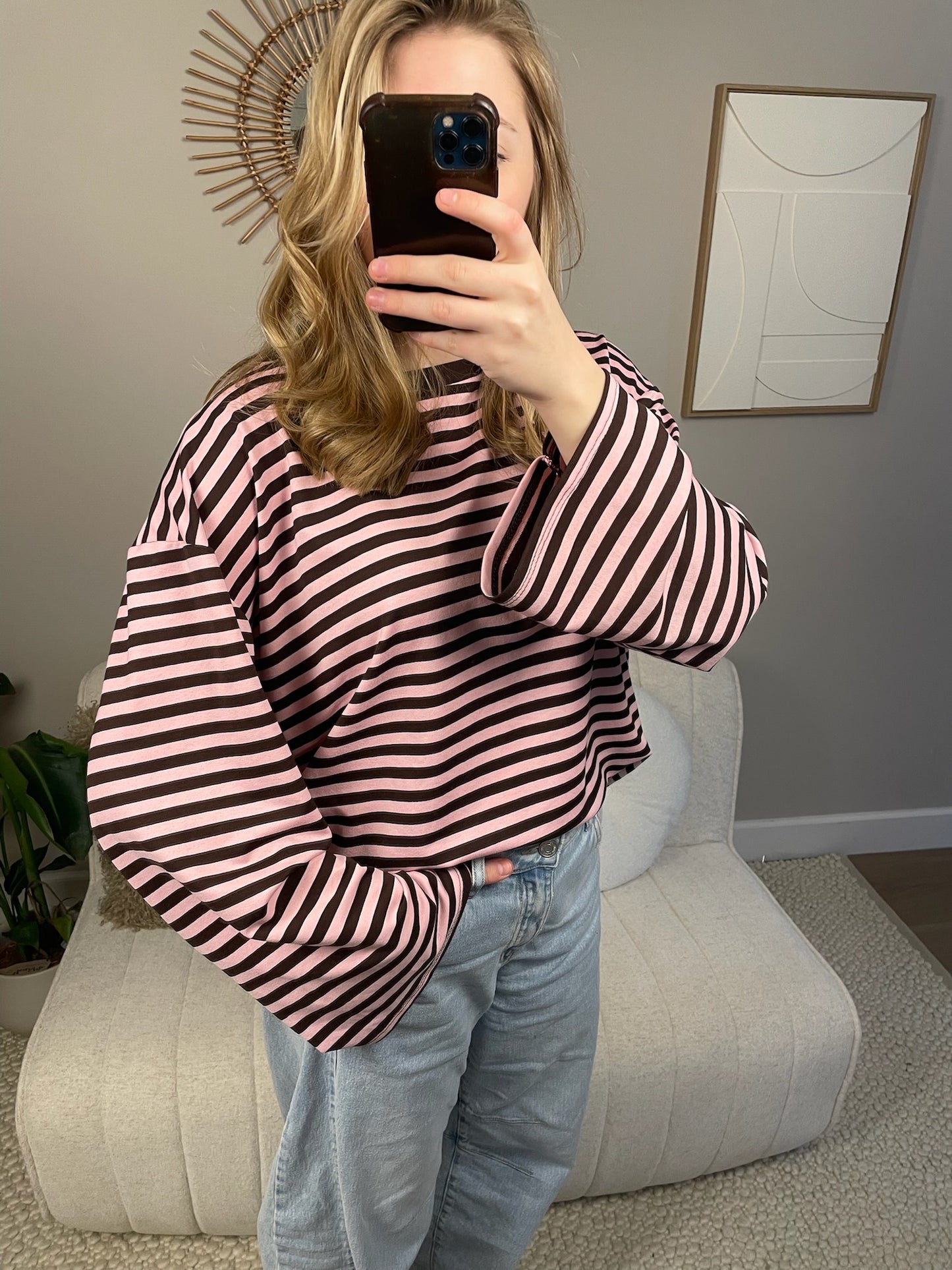 Choco bruine/roze longsleeve