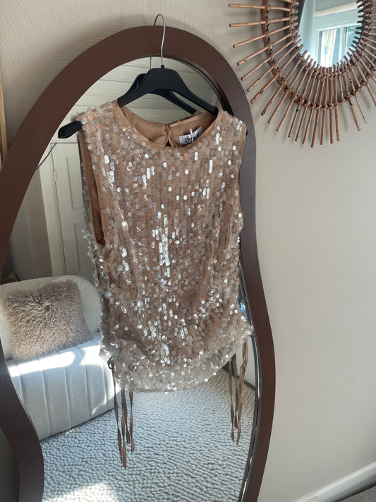 Glitter top beige