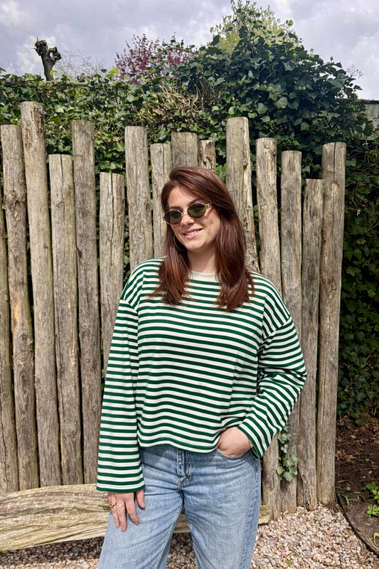 Groene/beige longsleeve