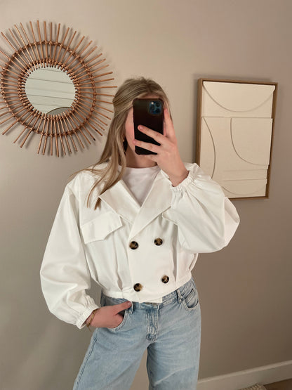 Witte cropped trenchcoat
