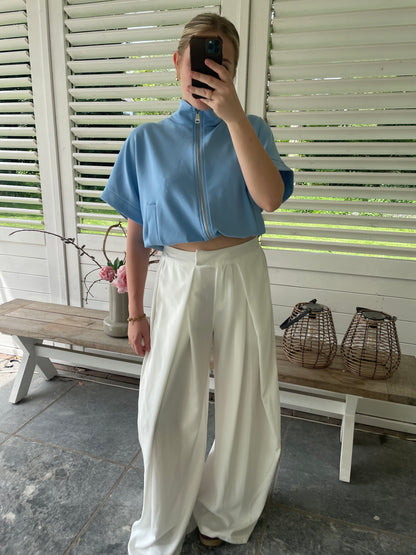 White pleated pantalon