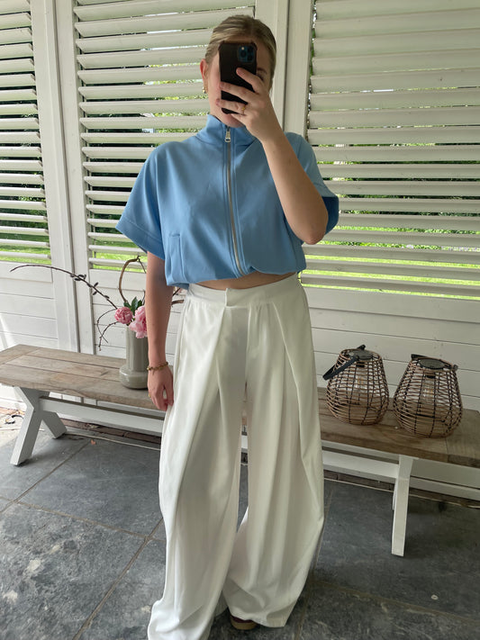 White pleated pantalon