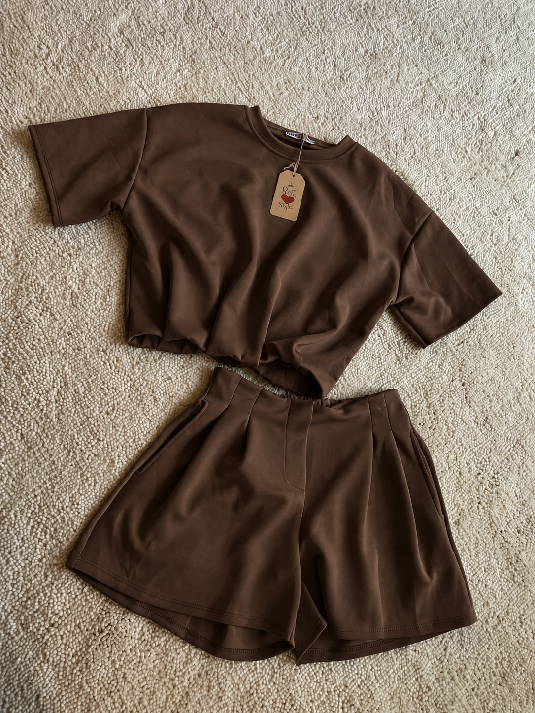 Getailleerde comfy set bruin