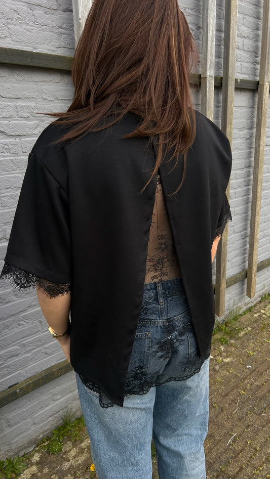 Backless lace tee
