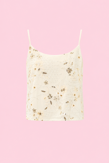 Liva glitter top beige