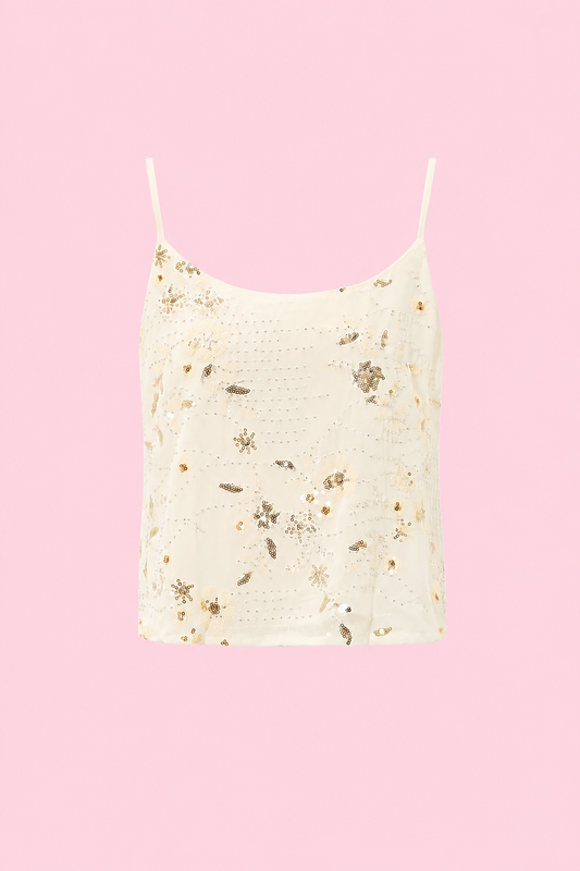 Liva glitter top beige