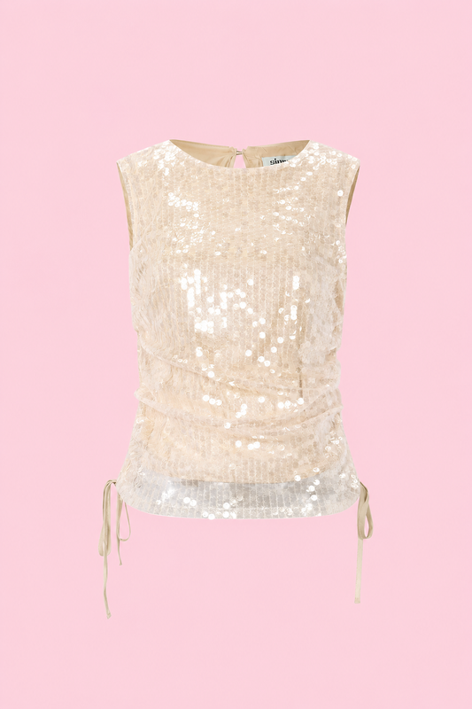 Nova glitter top beige