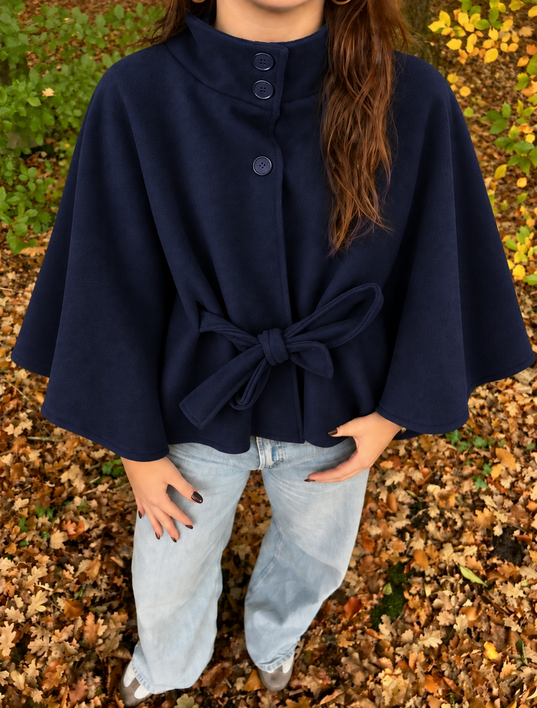 Navy blauwe poncho