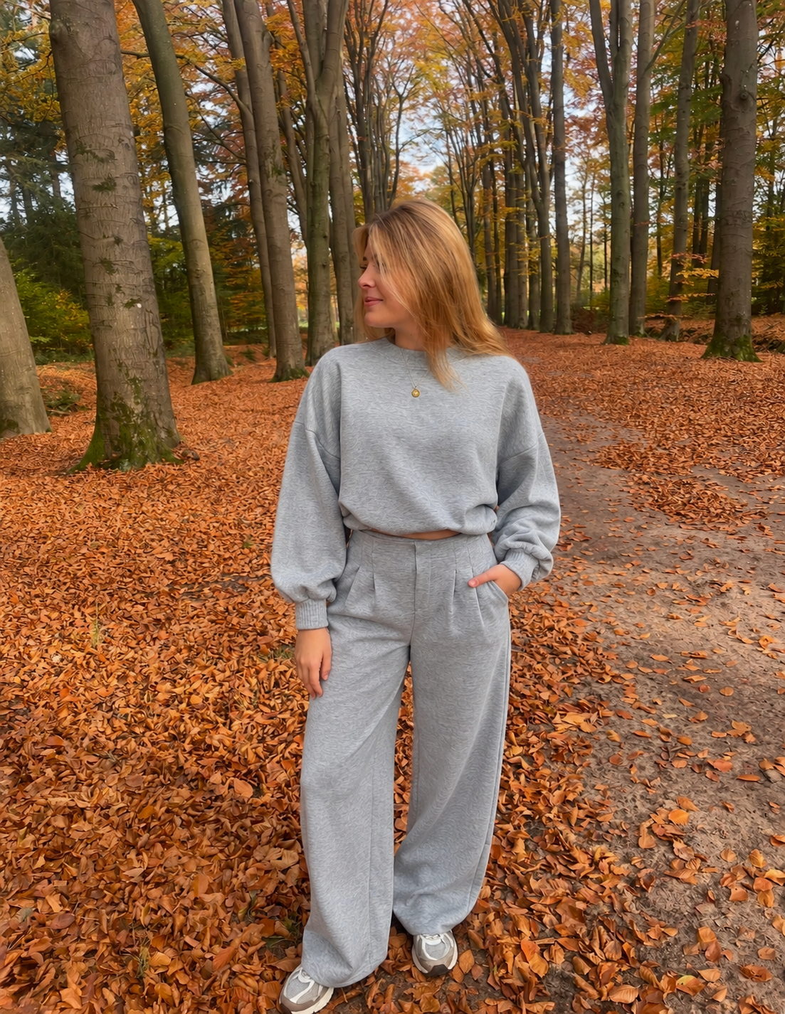 Grijze getailleerde tracksuit