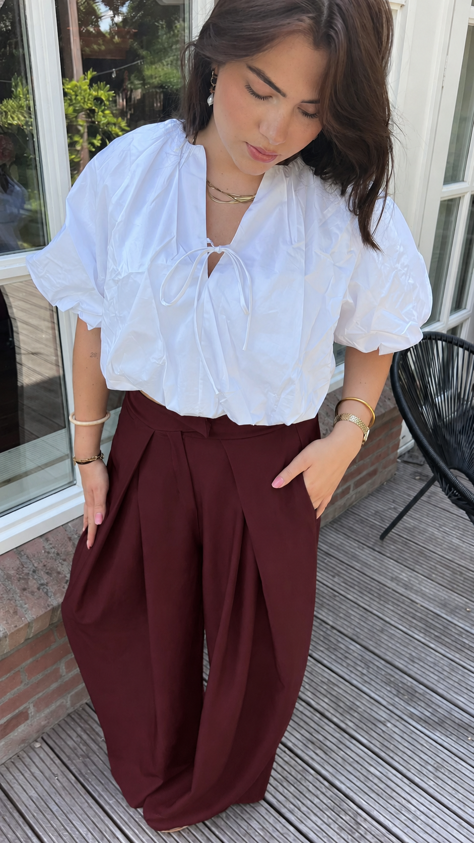 Bordeaux pleated pantalon