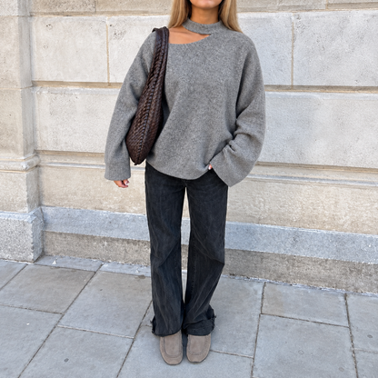 Grey cut off sweater