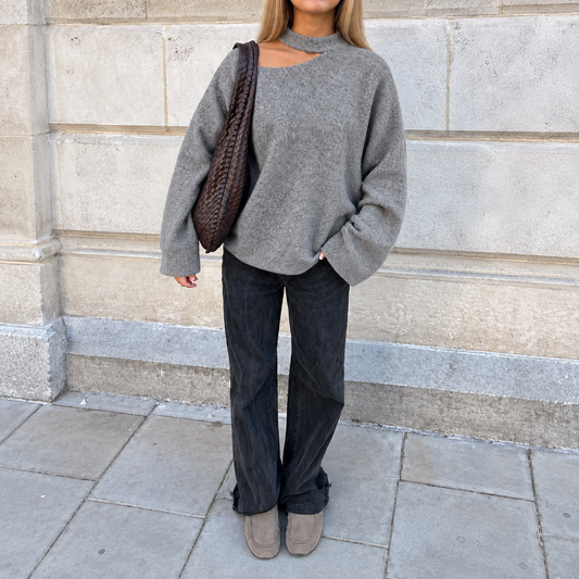 Grey cut off sweater