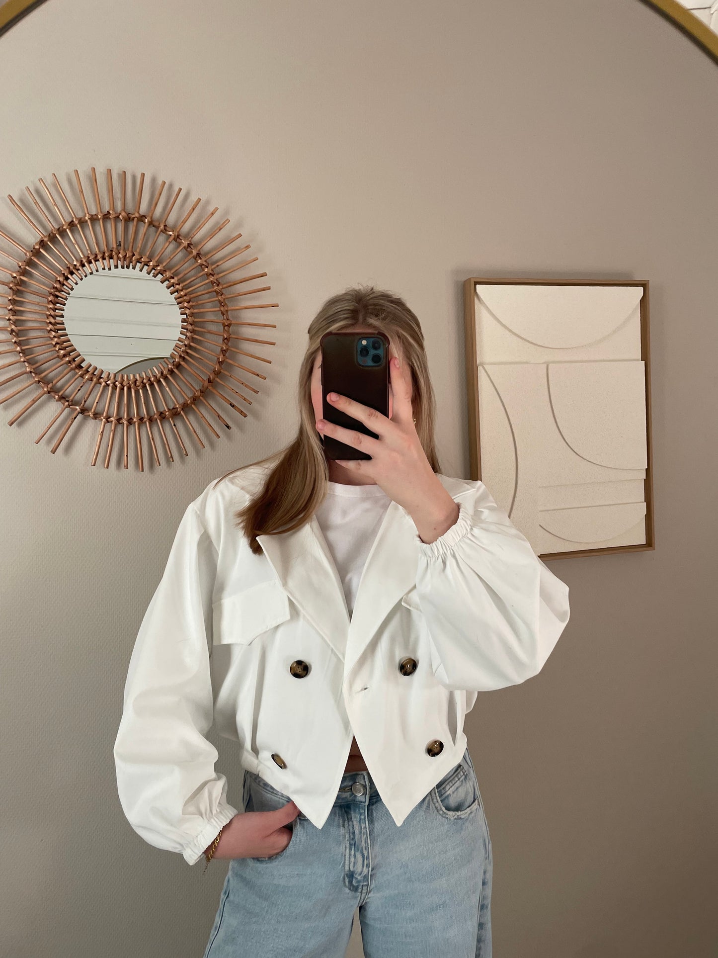 Witte cropped trenchcoat