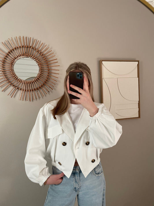Witte cropped trenchcoat