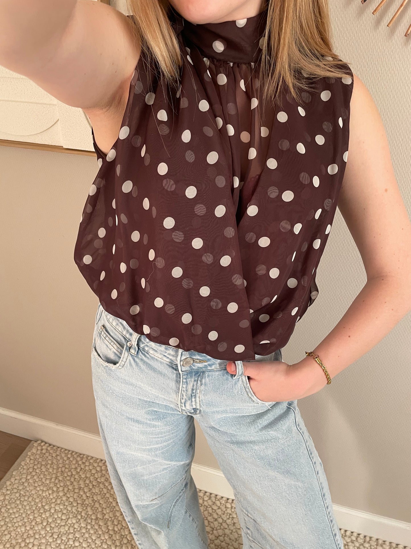 Eva polkadot top brown
