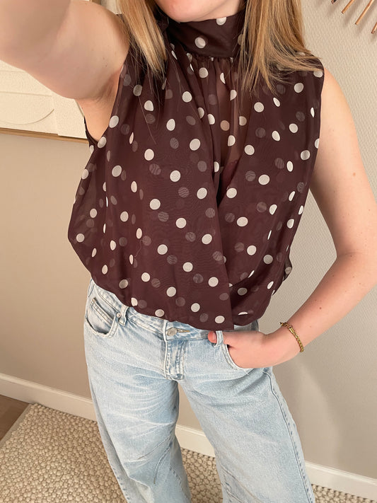 Eva polkadot top brown