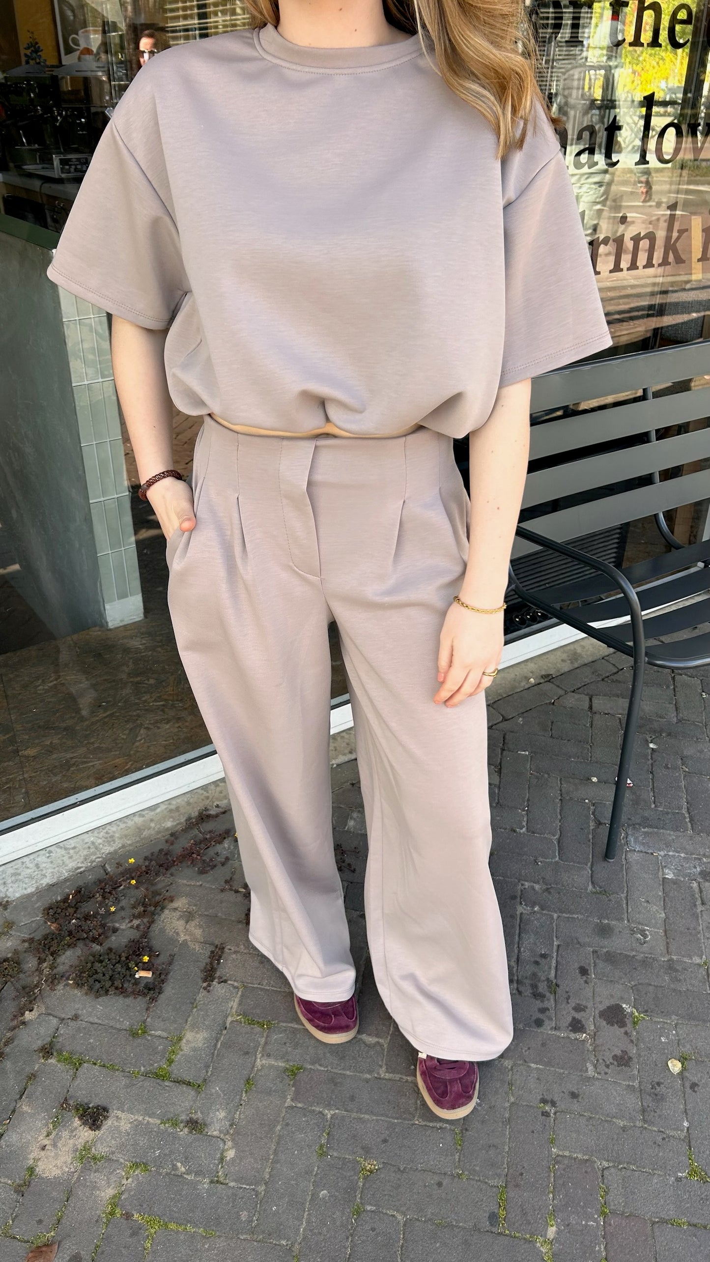 Taupe getaileerde tracksuit
