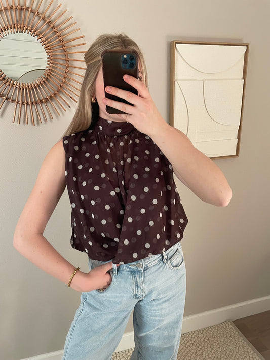 Eva polkadot top brown