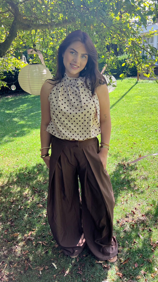 Polkadot halter top beige