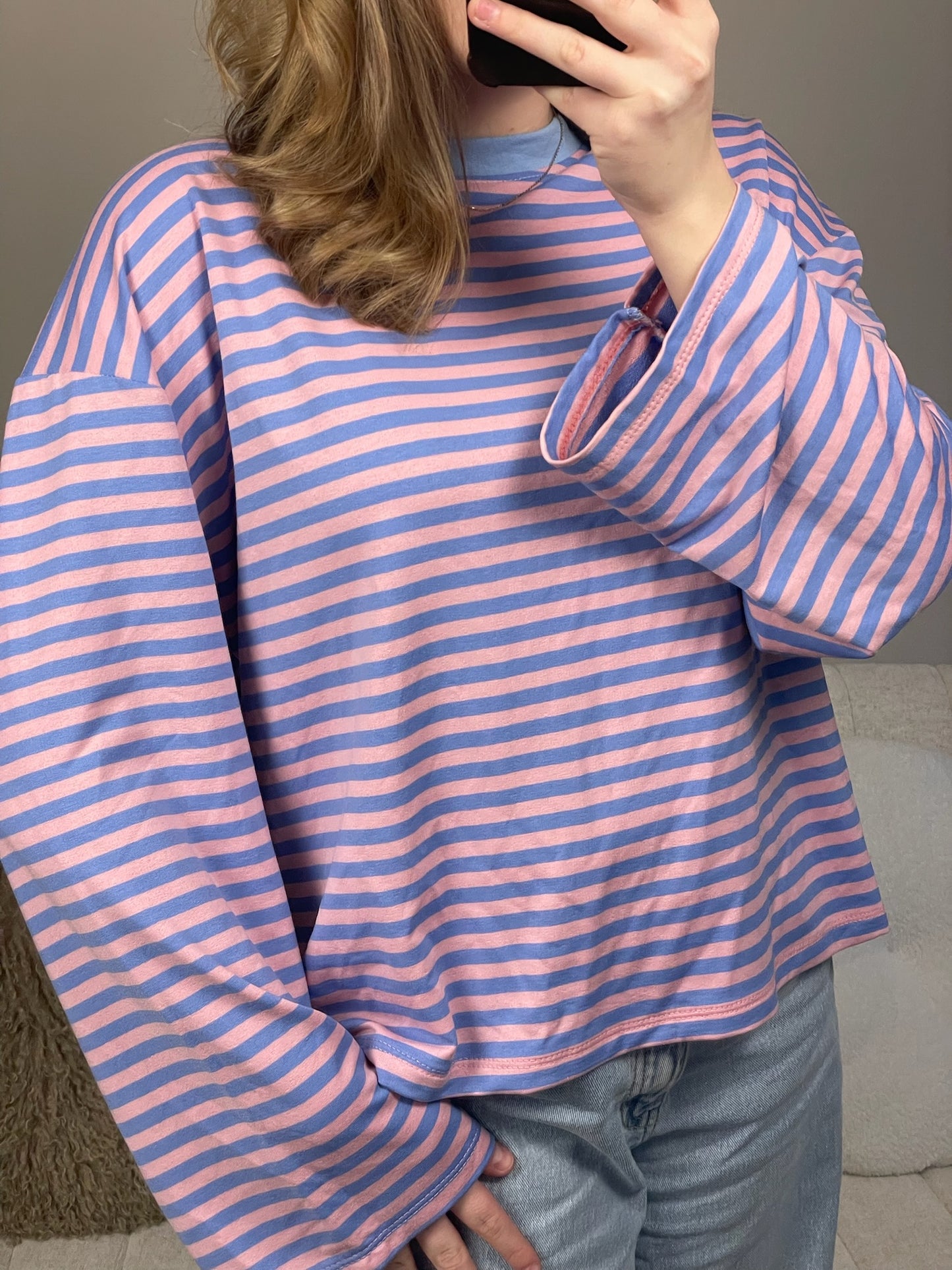 Lichtroze/lichtblauwe longsleeve