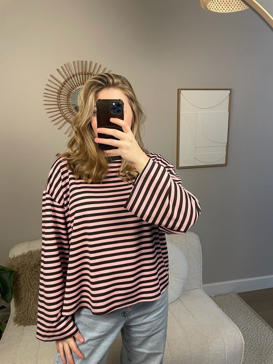 Choco bruine/roze longsleeve