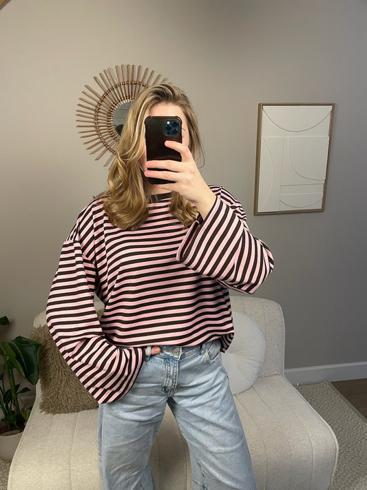 Choco bruine/roze longsleeve