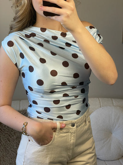 Pleun blue polkadot top