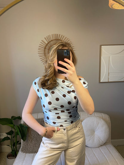 Pleun blue polkadot top