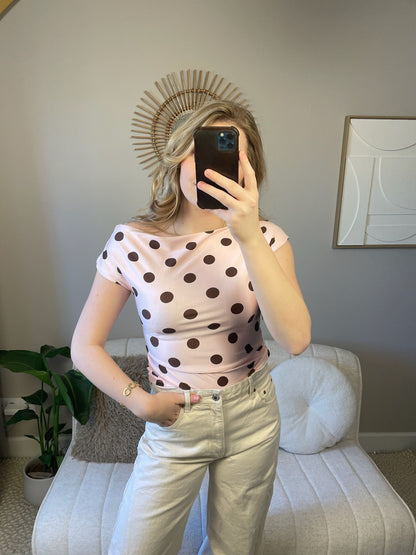 Pleun pink polkadot top