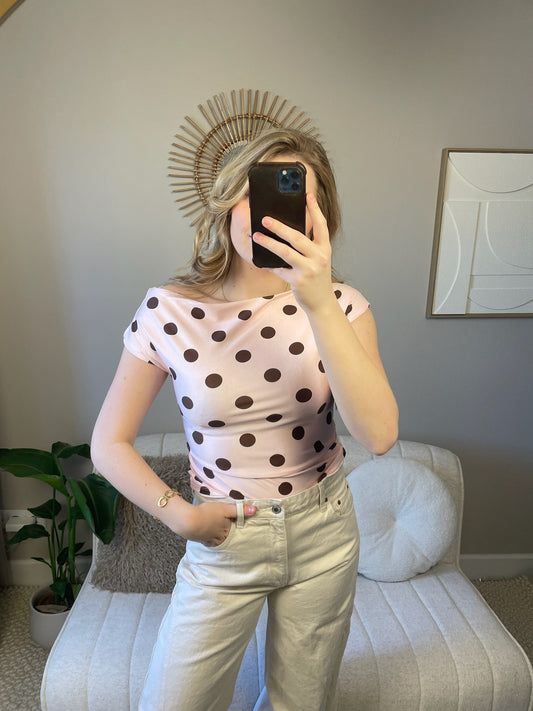 Pleun pink polkadot top