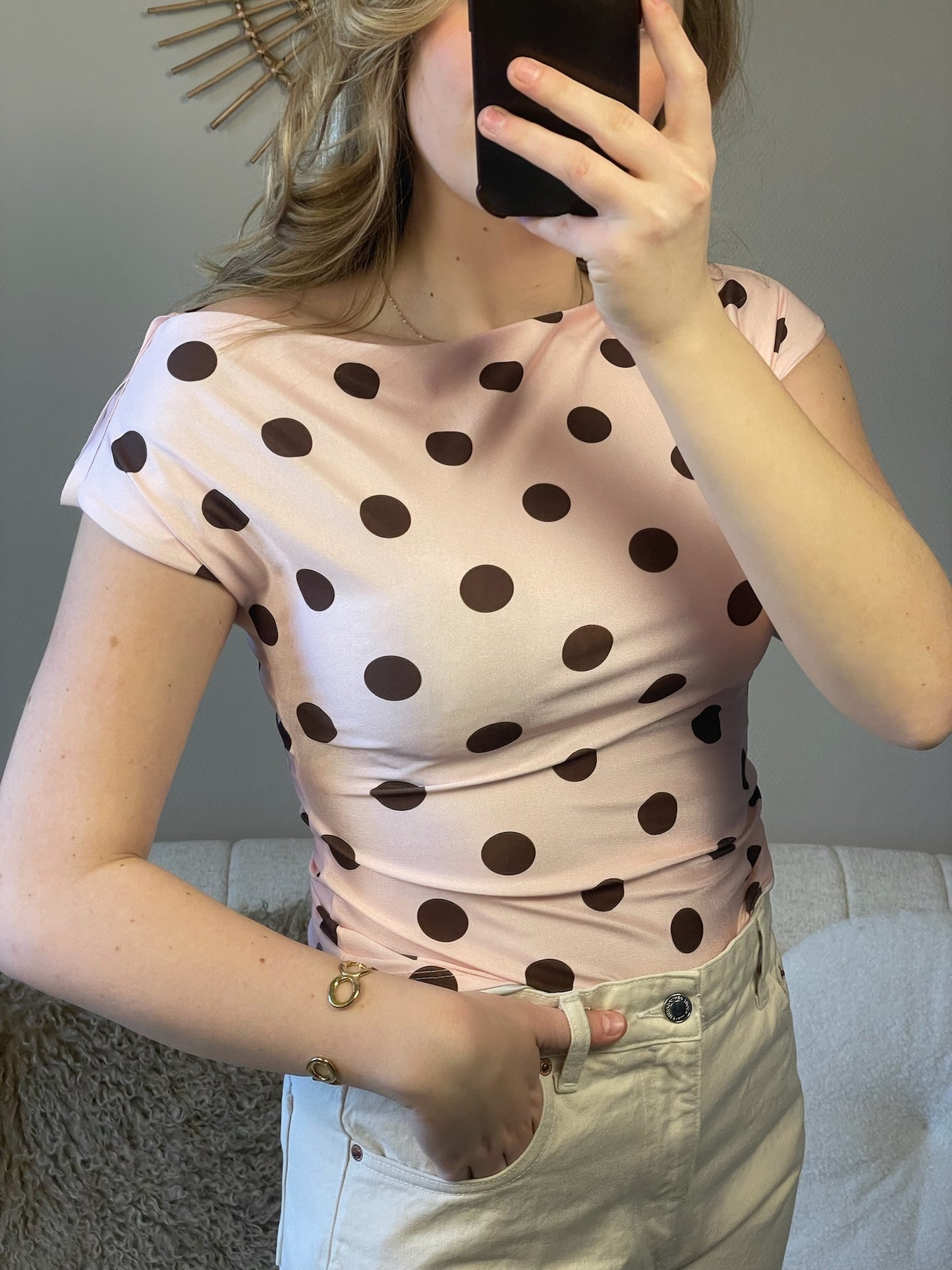 Pleun pink polkadot top